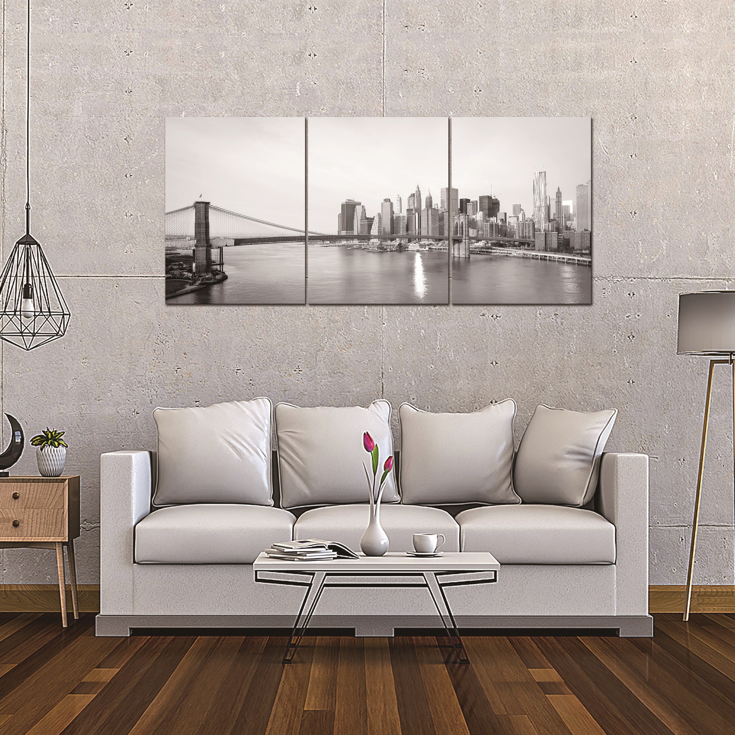 KL-009 ABC 80x39 New York Bridge Black and White Acrylic Picture – KLSofas