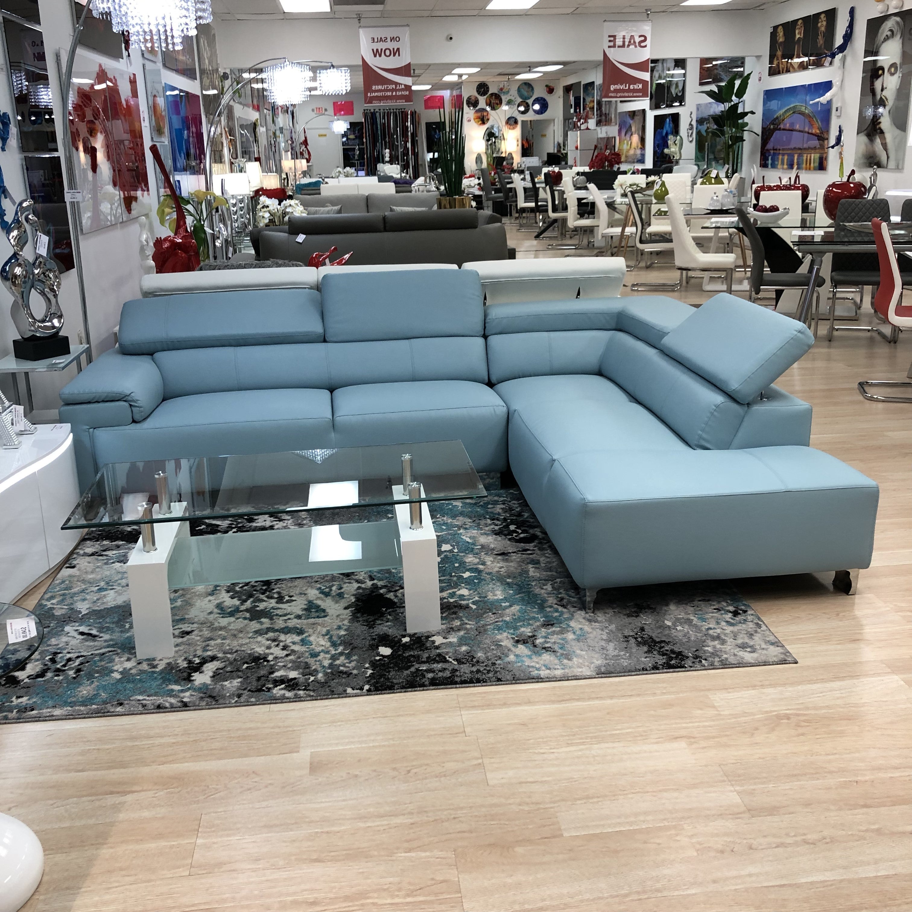 Turquoise sectional deals sofa with chaise